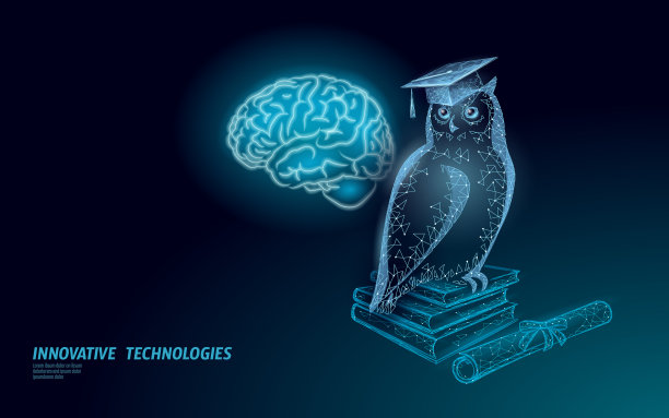 猫头鹰鸟象征智慧教育电子学习图片下载