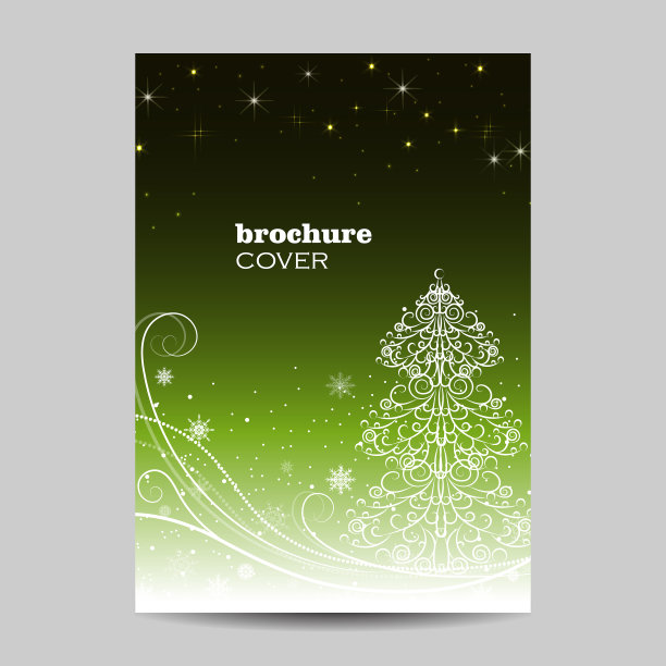 现代小册子封面设计与冬季图案图片下载