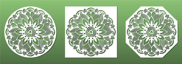 激光切割杯垫装饰曼陀罗花图片下载