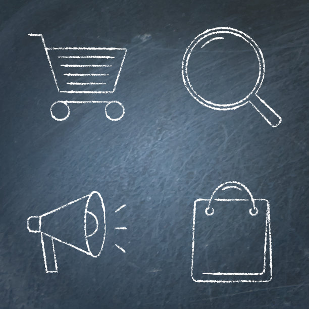 促销和购买图标设置在黑板上图片下载