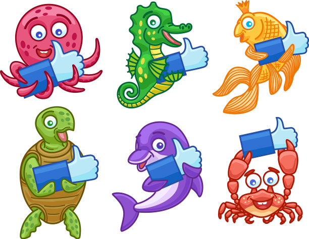 孤立的海洋动物角色就像图片下载