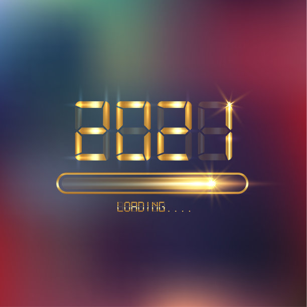 2021年新年快乐，黄金霓虹加载图标图片下载