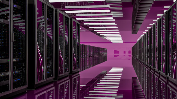 服务器机房数据中心。备份，挖掘，托管，主机，农场和计算机机架存储信息。三维渲染图片下载