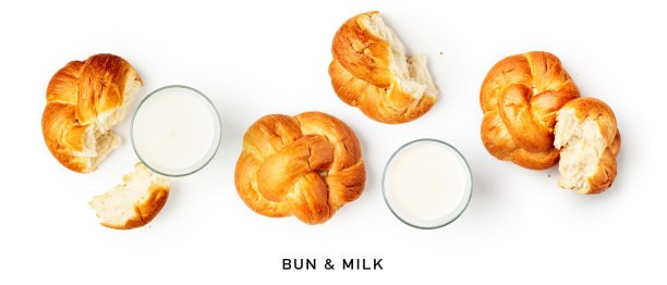 一杯牛奶和新鲜的小丸子创意横幅图片下载