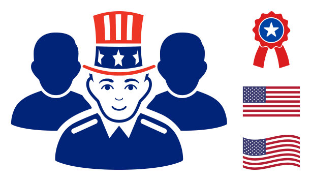 扁平化的山姆大叔团队在美国的图标图片下载