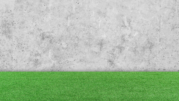 白色水泥墙，绿草地板。图片下载