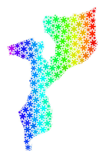 光谱梯度圣诞马赛克莫桑比克地图图片下载