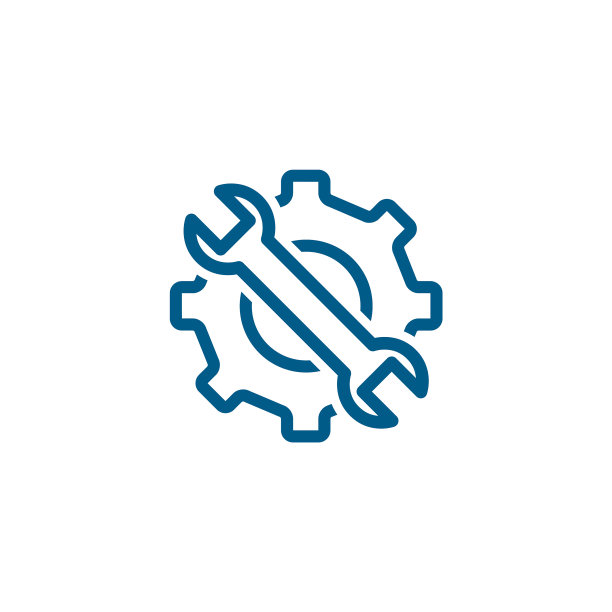 服务工具蓝线图标上的白色背景图片下载