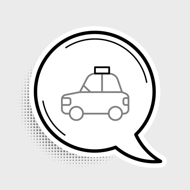 线宠物车出租车图标孤立在灰色背景图片下载