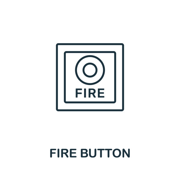 火按钮轮廓图标。细线概念元素来自消防安全图标集合。为移动应用程序和web使用的创造性的火按钮图标图片下载