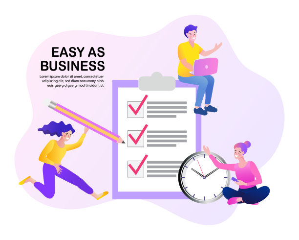 业务团队正在填写一个清单。矢量插图。图片下载