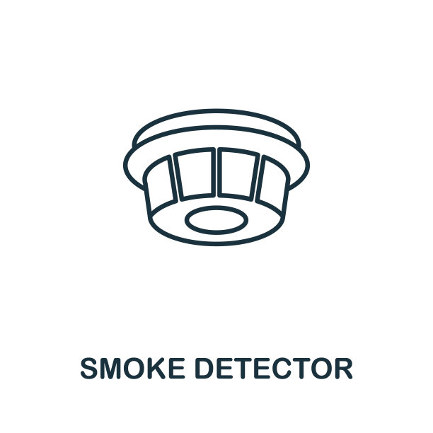 烟雾探测器轮廓图标。细线概念元素来自消防安全图标集合。创意烟雾探测器图标的移动应用程序和网络使用图片下载
