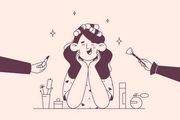 美容师或美容师和化妆概念图片下载