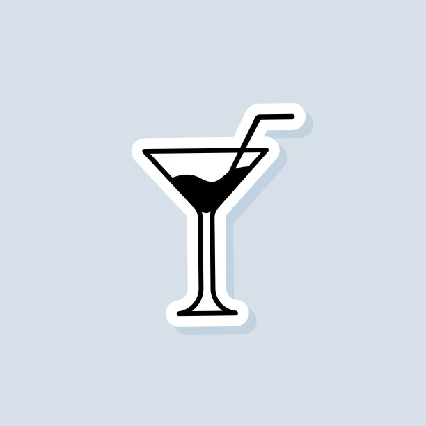 饮料和香槟贴纸，标志，图标。向量。含酒精的鸡尾酒。鸡尾酒图标。矢量在孤立的背景。每股收益10图片下载