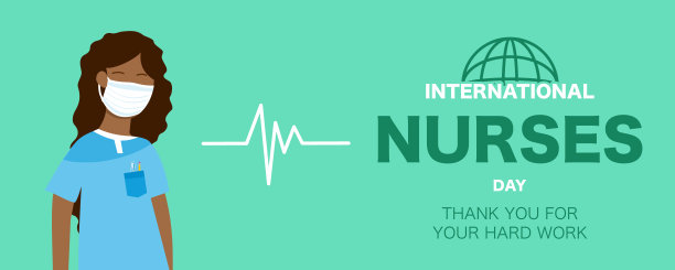 国际护士日。明信片，节日的横幅。矢量插图。药品，口罩，医务人员。图片下载