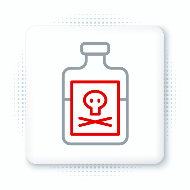 在瓶中排列毒药图标，隔离在白色上图片下载