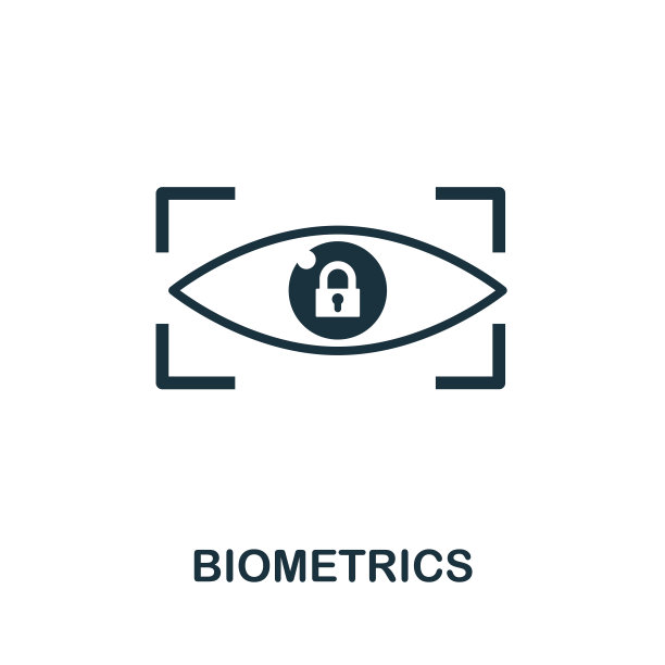 生物特征向量图标符号。来自gdpr图标收集的创意标志。填充平面生物特征图标的电脑和手机图片下载