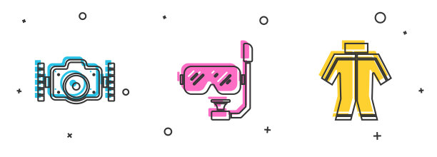 设相机潜水面罩和通气管图片下载