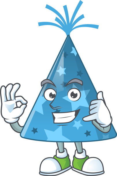 卡通图片蓝色派对帽子打电话图片下载