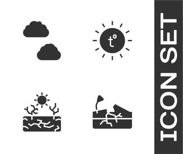 设地震云干旱和太阳图标图片下载