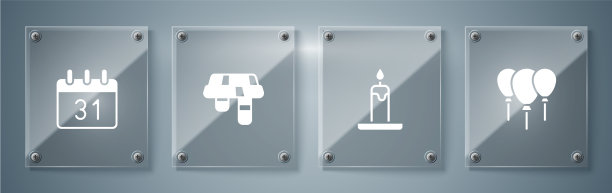 气球与丝带燃烧的蜡烛冬天图片下载