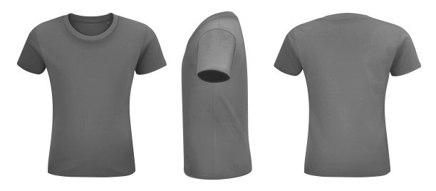 写实的t恤模型。正面，侧面和背面孤立在一个白色背景。广告纺织印刷矢量集。模板集。图片下载