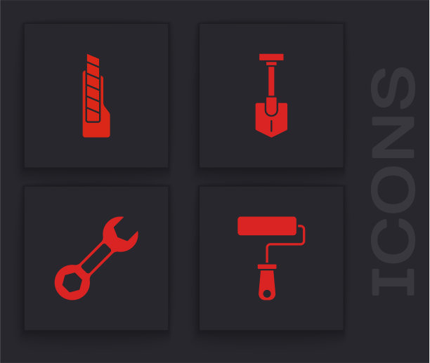 设油漆辊刷文具刀铲图片下载