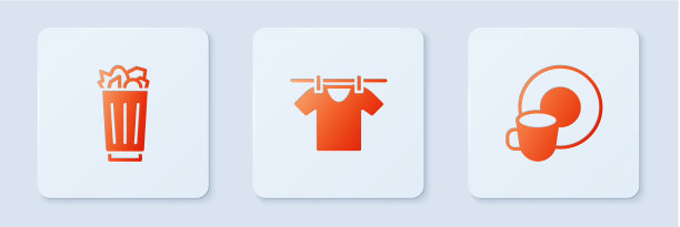 把晾干的衣服装满垃圾桶并清洗图片下载