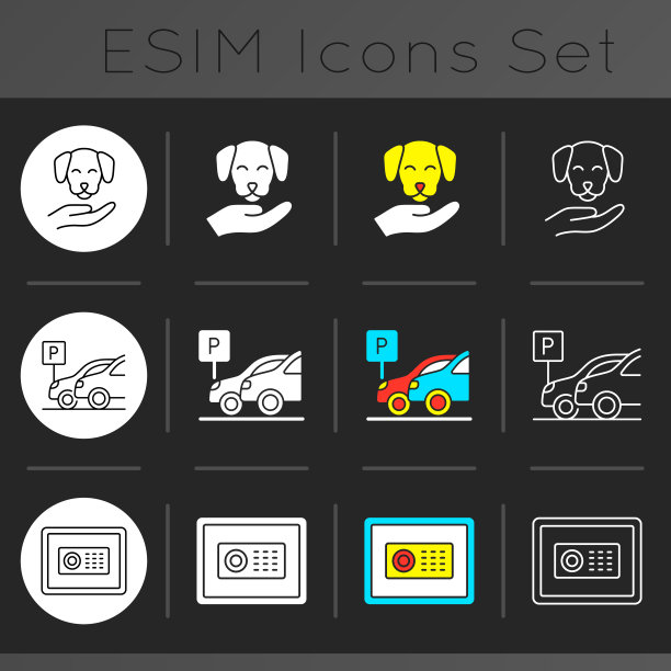 酒店服务暗黑主题图标设置图片下载