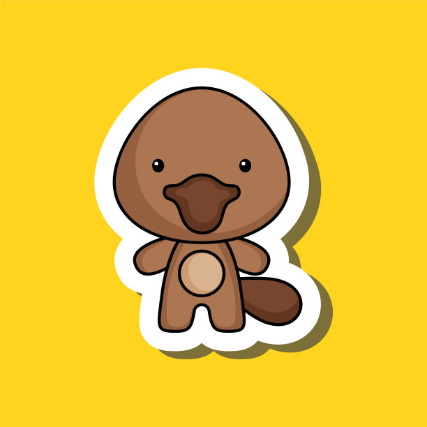 可爱的卡通贴纸小鸭嘴兽吉祥物图片下载