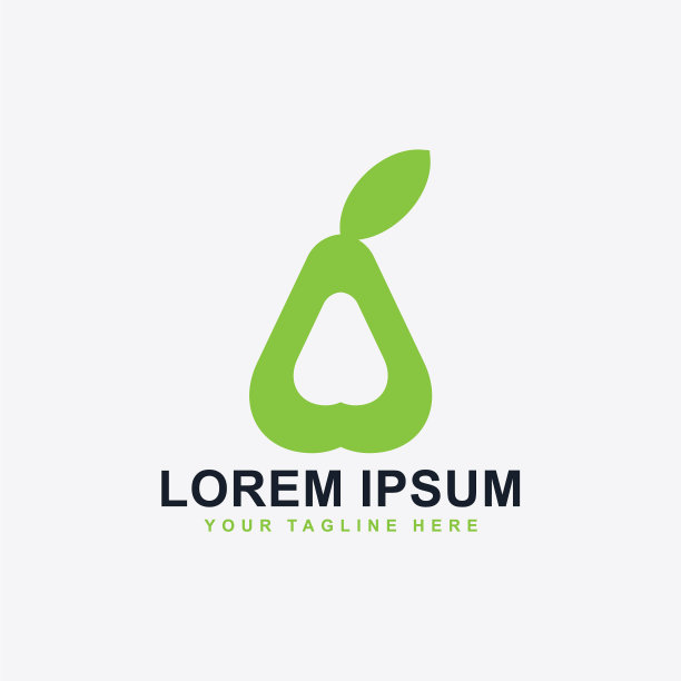 绿色梨果标志设计轮廓梨图标图片下载