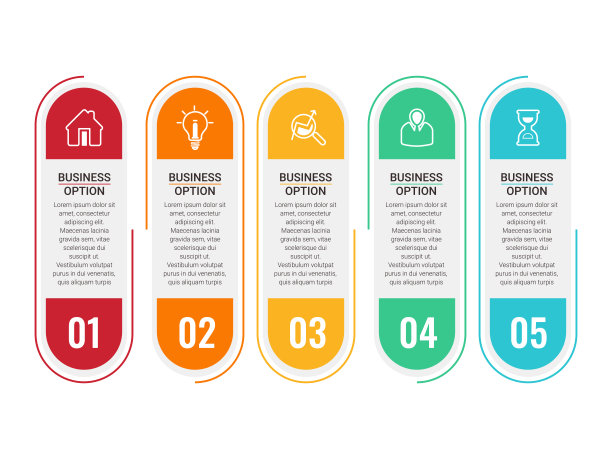 矢量信息图形标签设计模板与图标。可用于工作流程布局，图表，年度报告，网页设计。经营理念图片下载