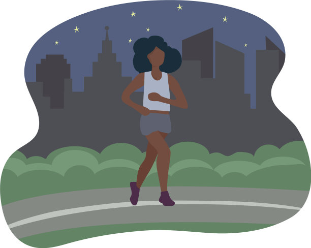 黑人非洲女人晚上在城市里跑步图片下载