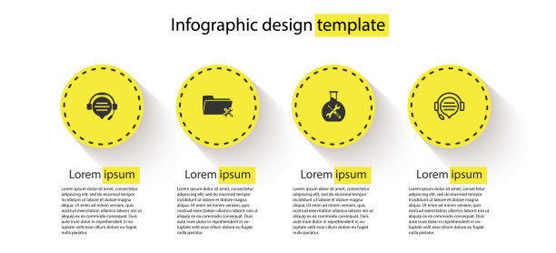 设置耳机与语音气泡聊天，文件夹服务，生物工程和。业务信息模板。向量图片下载