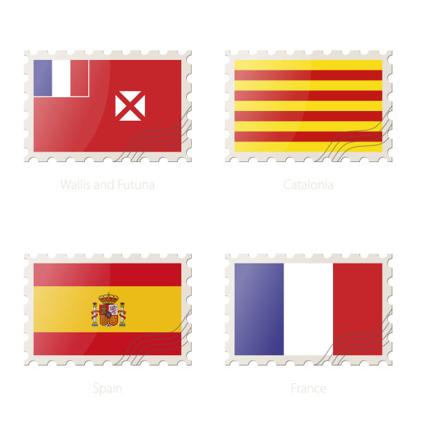 印有沃利斯和富图纳形象的邮票图片下载