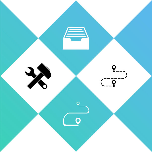 设置十字锤和扳手，路线定位，抽屉文件和图标。向量图片下载