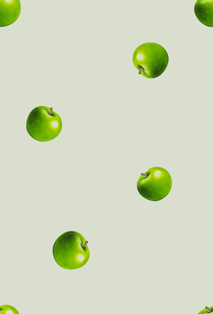 手绘青苹果，无缝图案。设计的食物背景图片下载