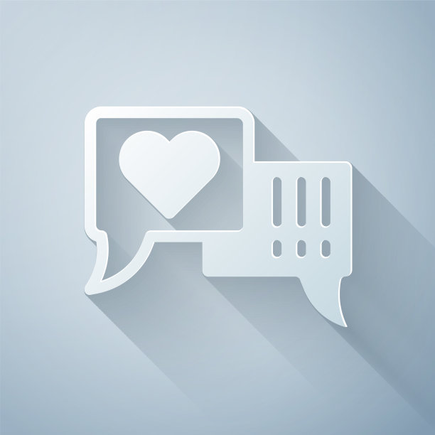 纸切心在语音气泡图标孤立上图片下载