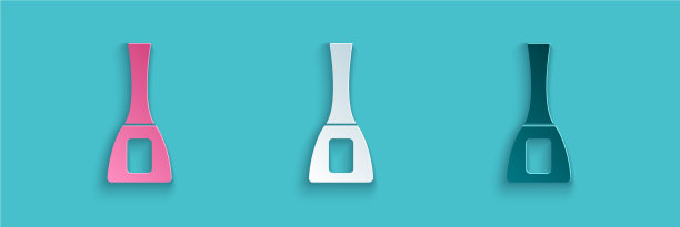 剪纸指甲油瓶图标孤立在蓝色图片下载