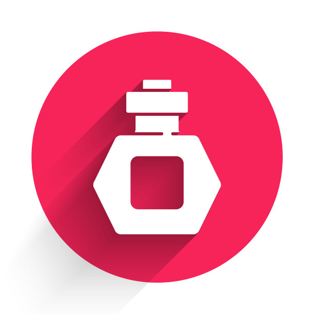 白色香水图标孤立与长阴影红色图片下载