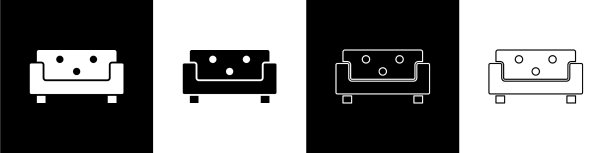 设置沙发图标隔离在黑色和白色图片下载