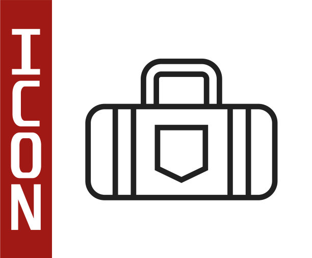 黑线旅行箱为旅行图标孤立上图片下载