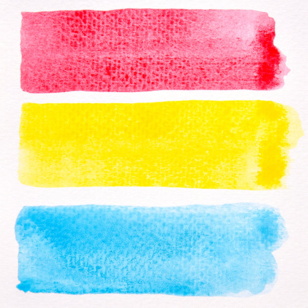 一幅抽象的照片图像红黄蓝水彩在纸上，手绘以红黄蓝水彩为背景，一种原色湿画在纸上的技法图片下载