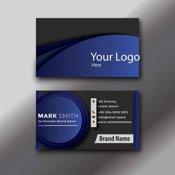 暗蓝色时尚名片图片下载