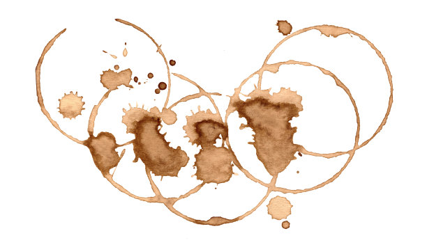 咖啡或茶的褐色斑点。图片下载