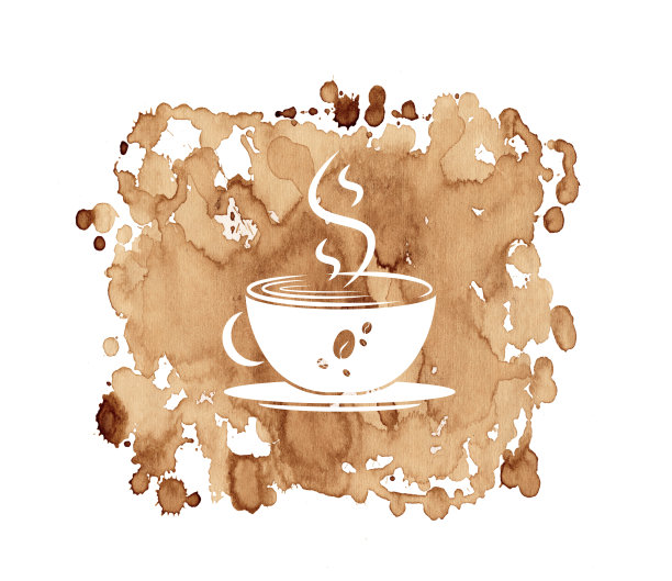 咖啡或茶的褐色斑点。图片下载