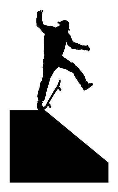 滑板在滑板公园剪影图片下载