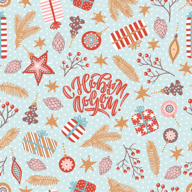 新年和圣诞节的无缝图案图片下载