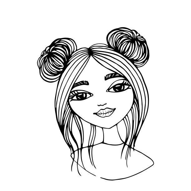 手绘美女与豪华发髻丝发型。名片排版矢量的想法。婚礼风格美丽的模特孤立在白色。图片下载
