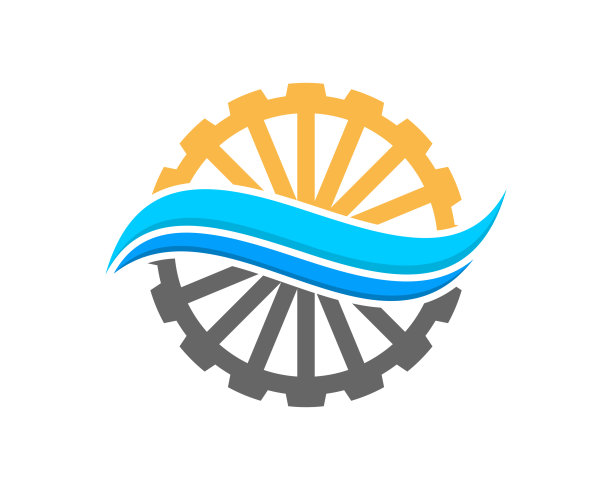 水轮和波浪在中间图片下载